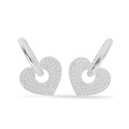 Guru Jewel's Radiant Pave Heart Charm Hoop Earrings for Her