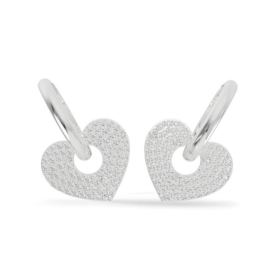 Guru Jewel's Radiant Pave Heart Charm Hoop Earrings for Her