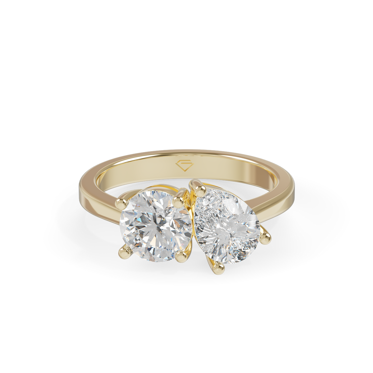 Guru Jewel's Asymmetric Round and Pear Solitaire Ring for Her