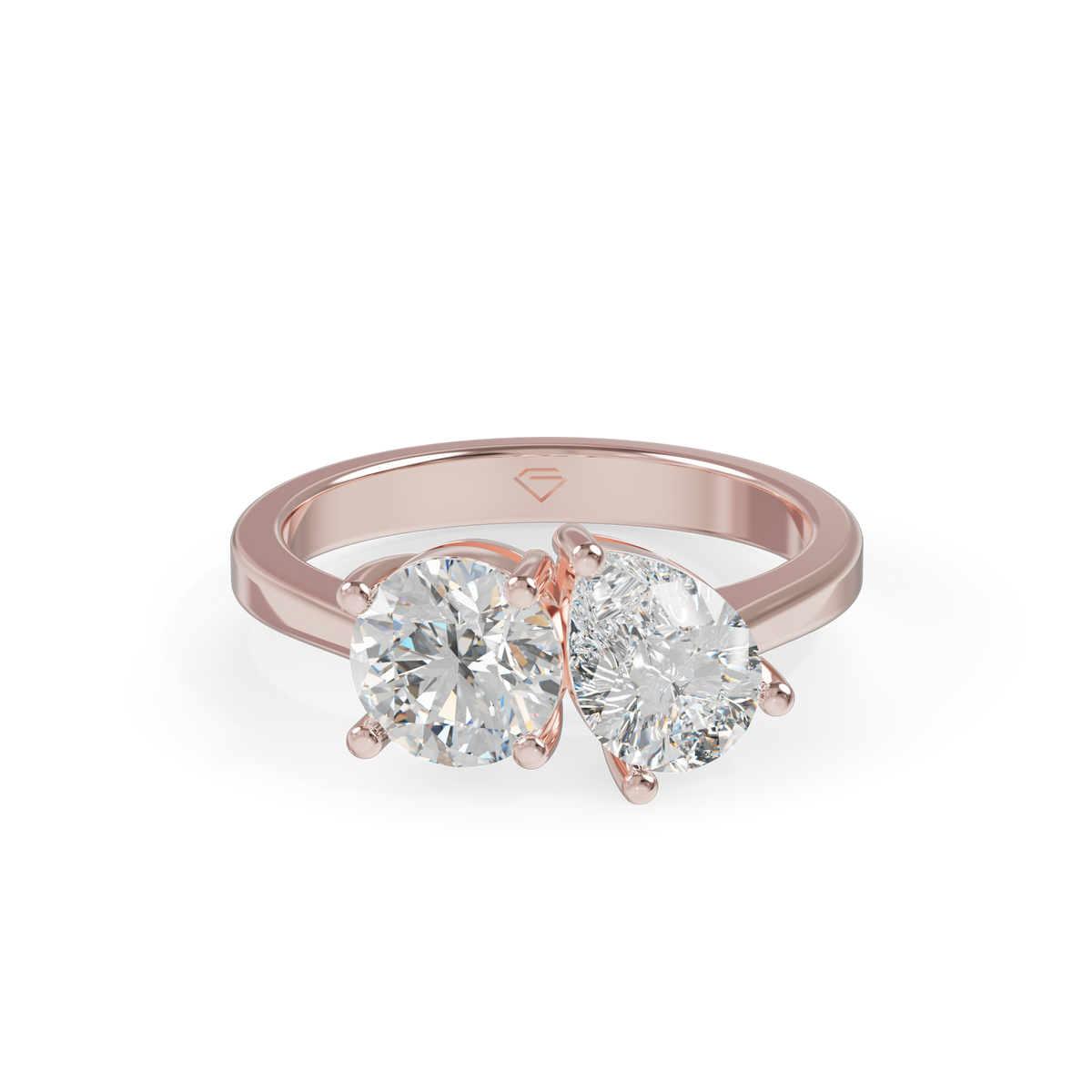 Guru Jewel's Asymmetric Round and Pear Solitaire Ring for Her