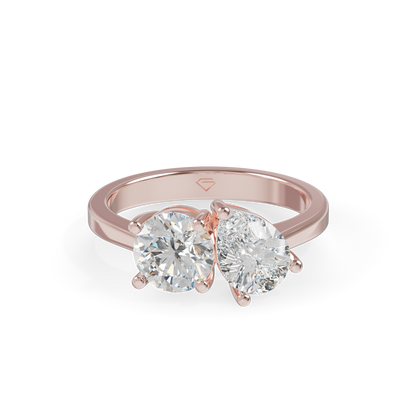 Guru Jewel's Asymmetric Round and Pear Solitaire Ring for Her
