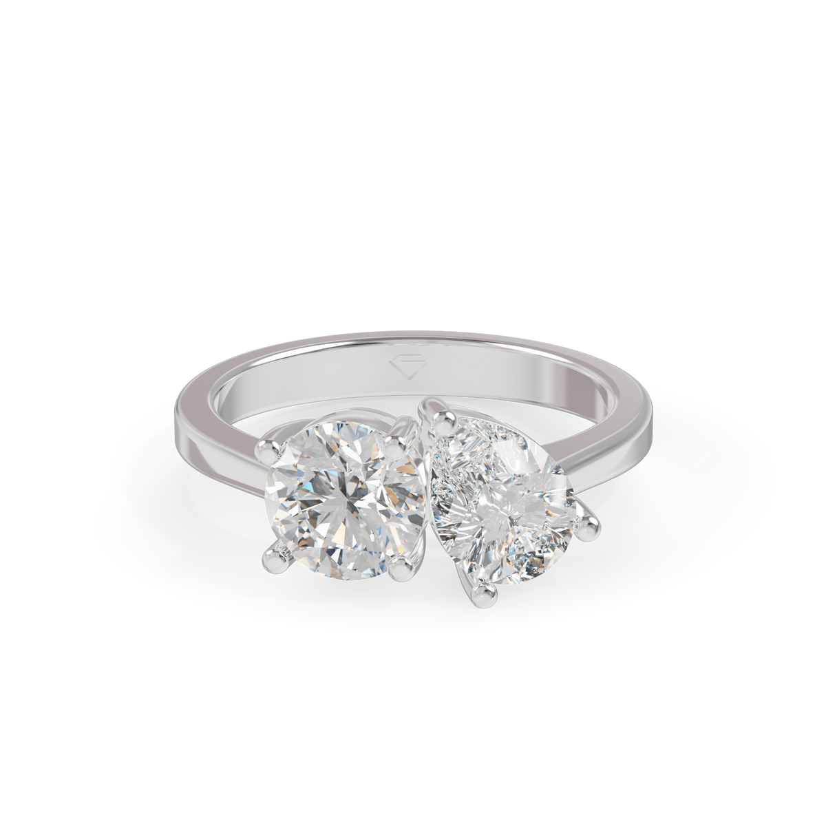 Guru Jewel's Asymmetric Round and Pear Solitaire Ring for Her