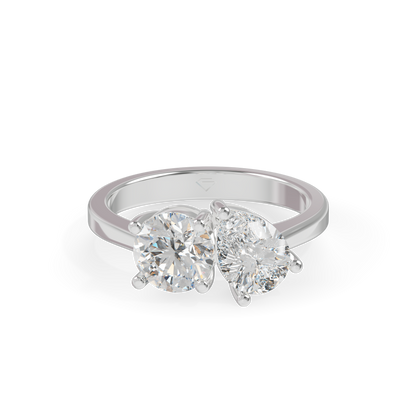 Guru Jewel's Asymmetric Round and Pear Solitaire Ring for Her