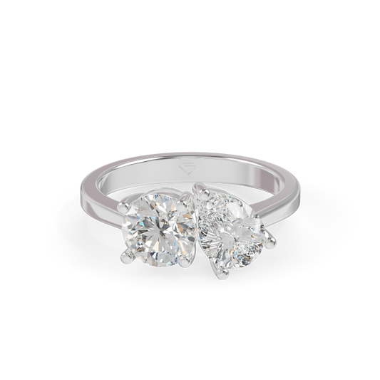 Guru Jewel's Asymmetric Round and Pear Solitaire Ring for Her