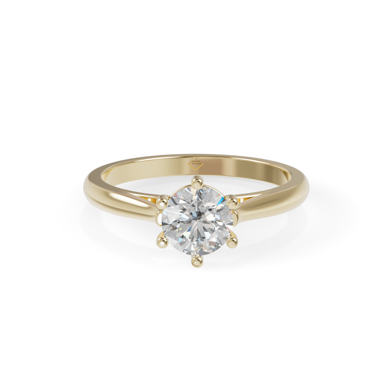 Guru Jewel's Classic Six-Prong Round Solitaire Silver Ring for Her