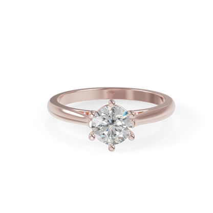 Guru Jewel's Classic Six-Prong Round Solitaire Silver Ring for Her
