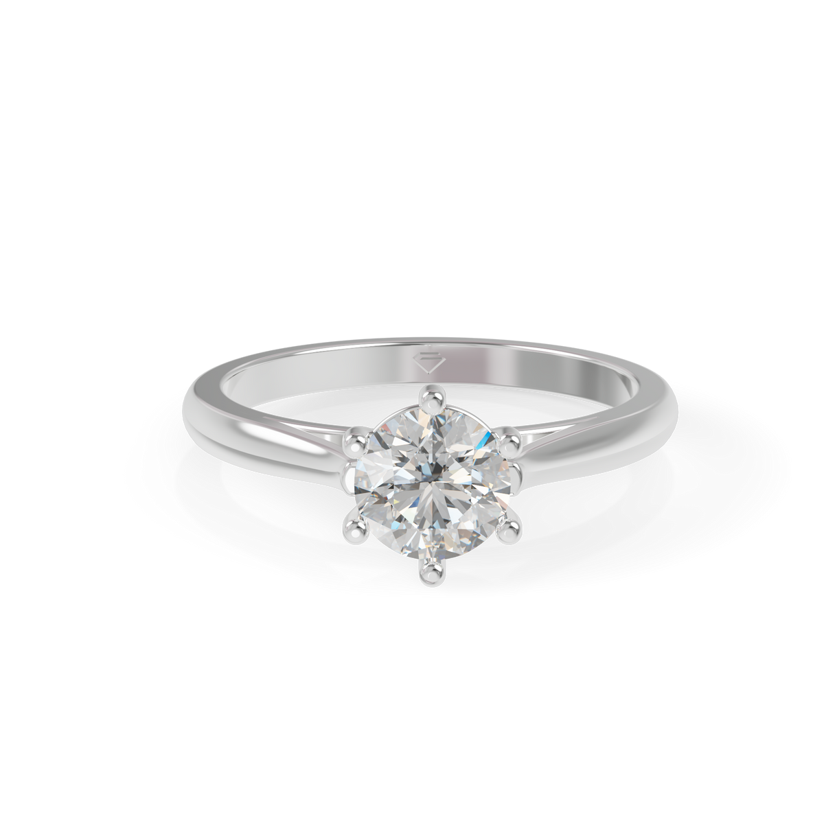 Guru Jewel's Classic Six-Prong Round Solitaire Silver Ring for Her