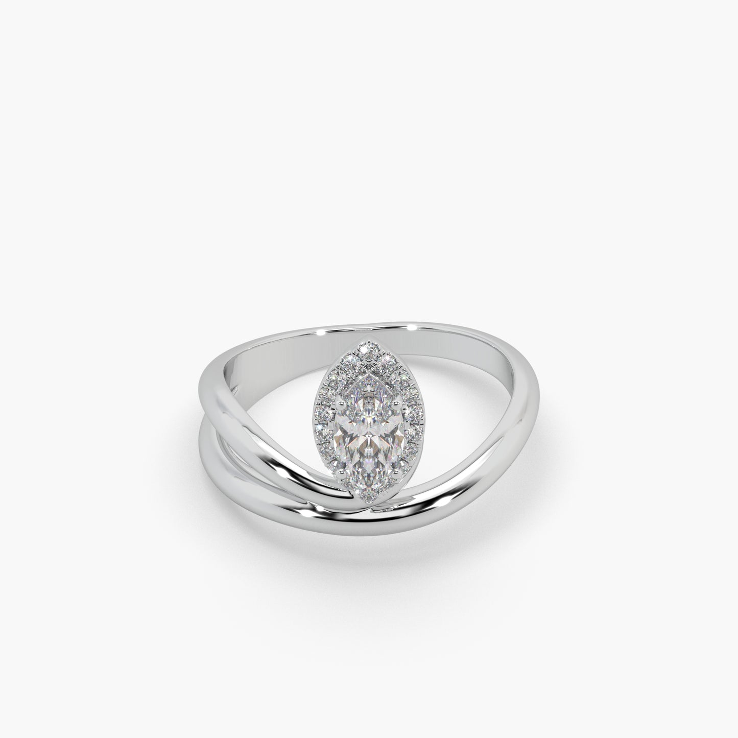 Guru Jewel's Exclusive Fancy Marquise And Round Diamond Studded Silver Ring For Her