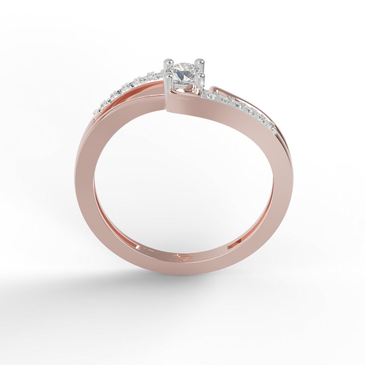 Guru Jewel's Radiant Crossover Pave-Accented Silver Ring for Her