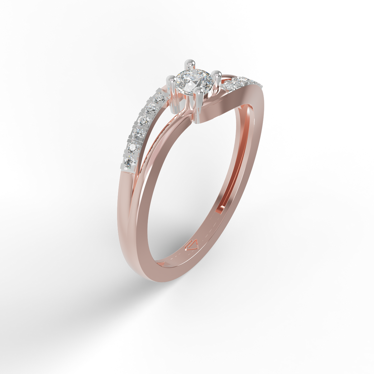 Guru Jewel's Radiant Crossover Pave-Accented Silver Ring for Her