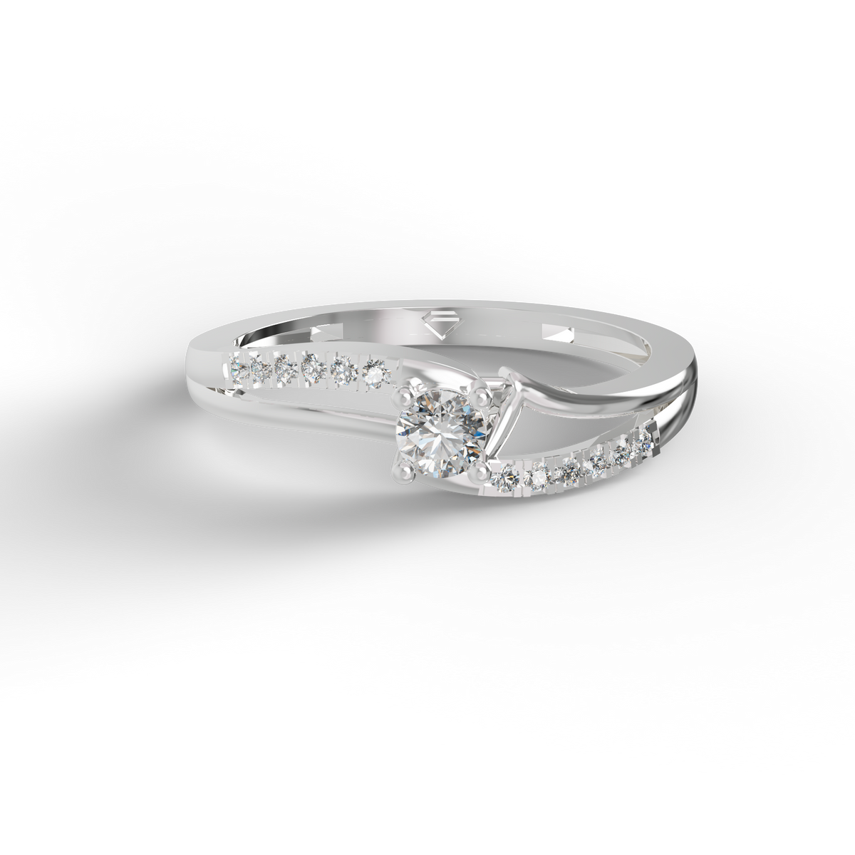 Guru Jewel's Radiant Crossover Pave-Accented Silver Ring for Her