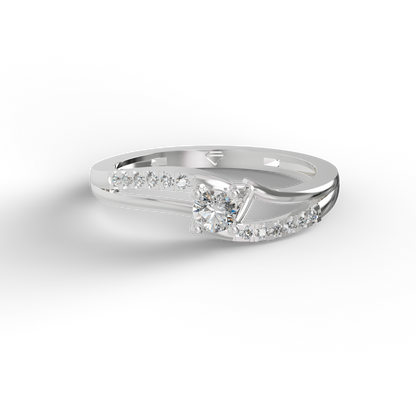 Guru Jewel's Radiant Crossover Pave-Accented Silver Ring for Her