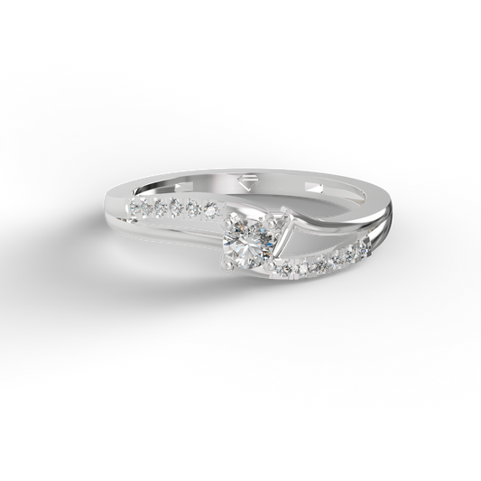 Guru Jewel's Radiant Crossover Pave-Accented Silver Ring for Her