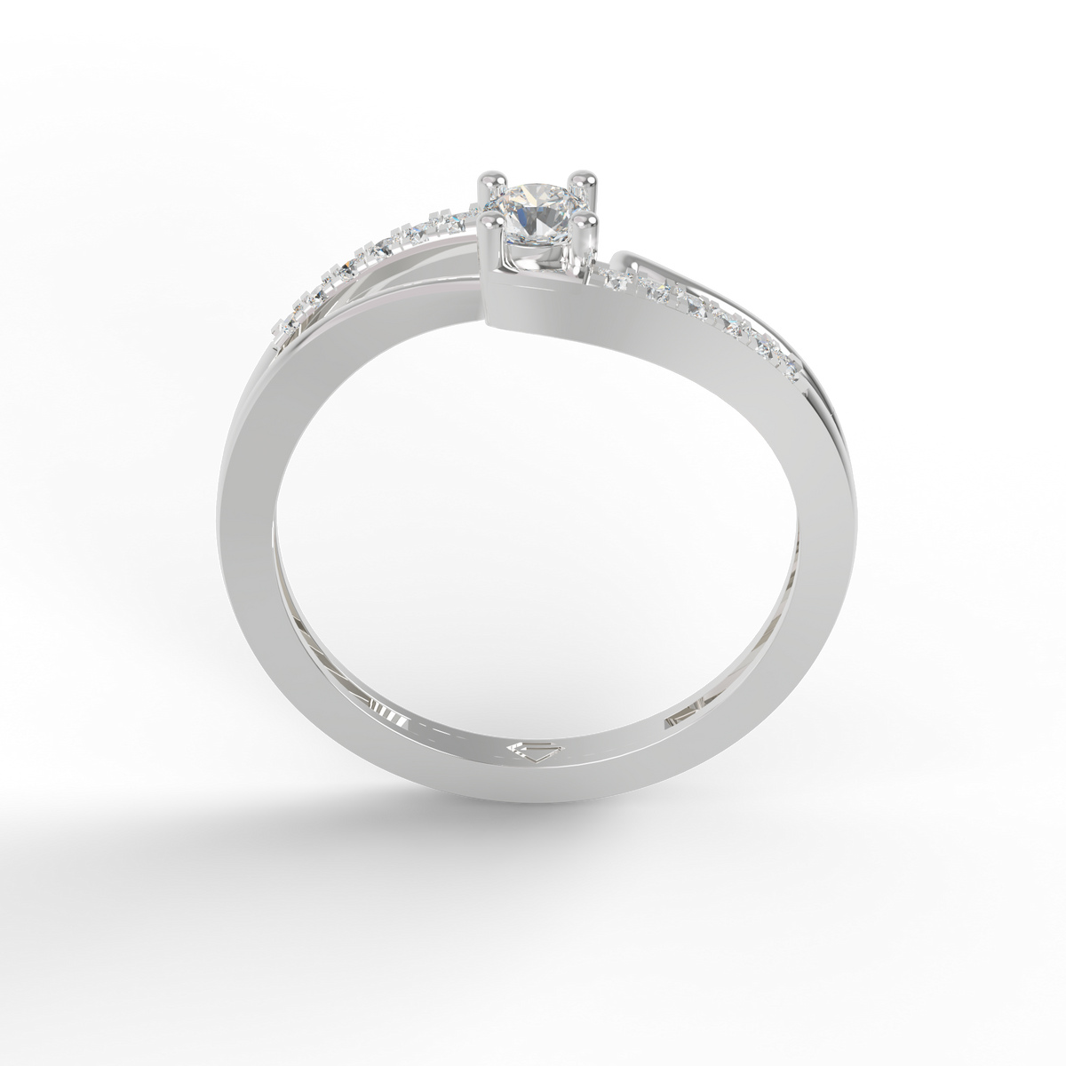 Guru Jewel's Radiant Crossover Pave-Accented Silver Ring for Her