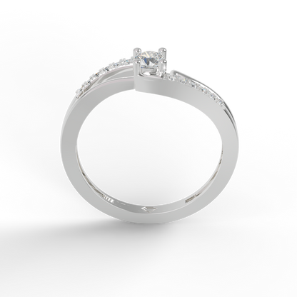 Guru Jewel's Radiant Crossover Pave-Accented Silver Ring for Her