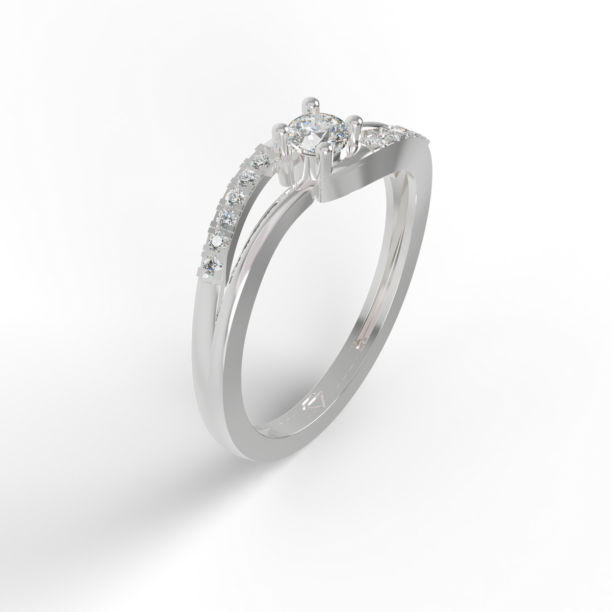 Guru Jewel's Radiant Crossover Pave-Accented Silver Ring for Her
