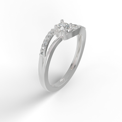 Guru Jewel's Radiant Crossover Pave-Accented Silver Ring for Her