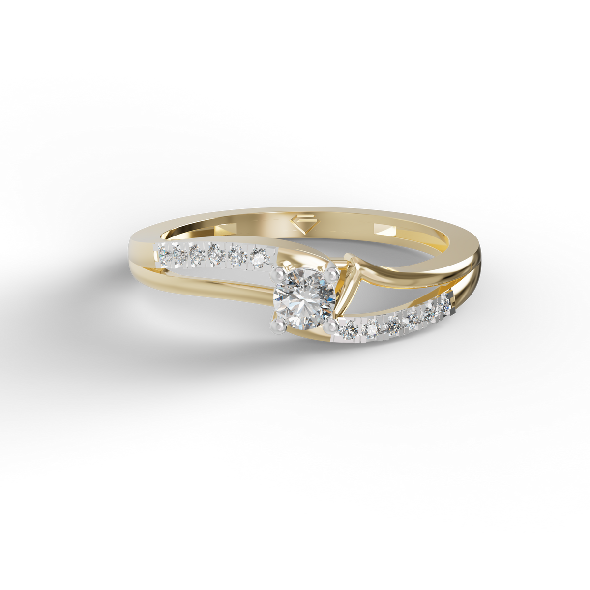 Guru Jewel's Radiant Crossover Pave-Accented Silver Ring for Her