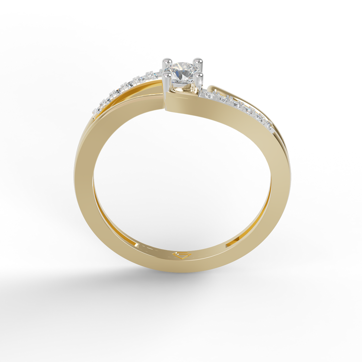 Guru Jewel's Radiant Crossover Pave-Accented Silver Ring for Her