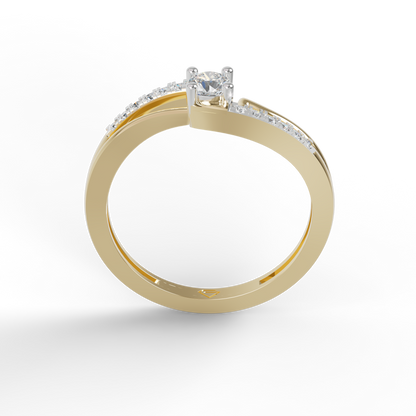 Guru Jewel's Radiant Crossover Pave-Accented Silver Ring for Her