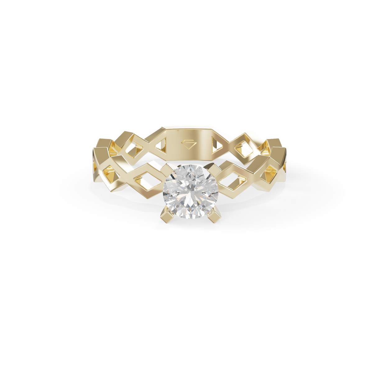 Guru Jewel's Contemporary Angular Pattern Solitaire Ring for Her