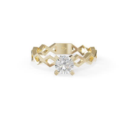Guru Jewel's Contemporary Angular Pattern Solitaire Ring for Her