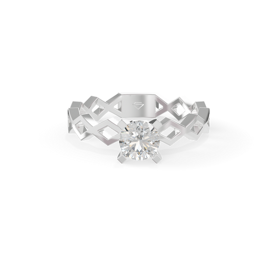 Guru Jewel's Contemporary Angular Pattern Solitaire Ring for Her