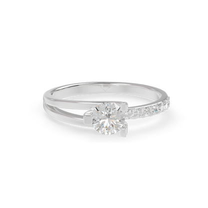 Guru Jewel's Contemporary Asymmetric Bypass Pave Silver Ring for Her