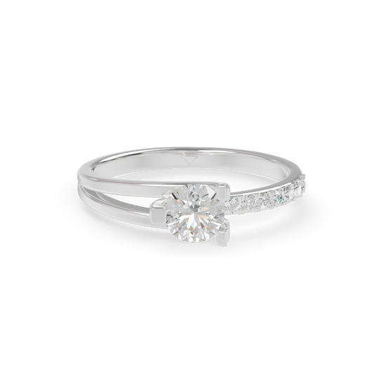 Guru Jewel's Contemporary Asymmetric Bypass Pave Silver Ring for Her