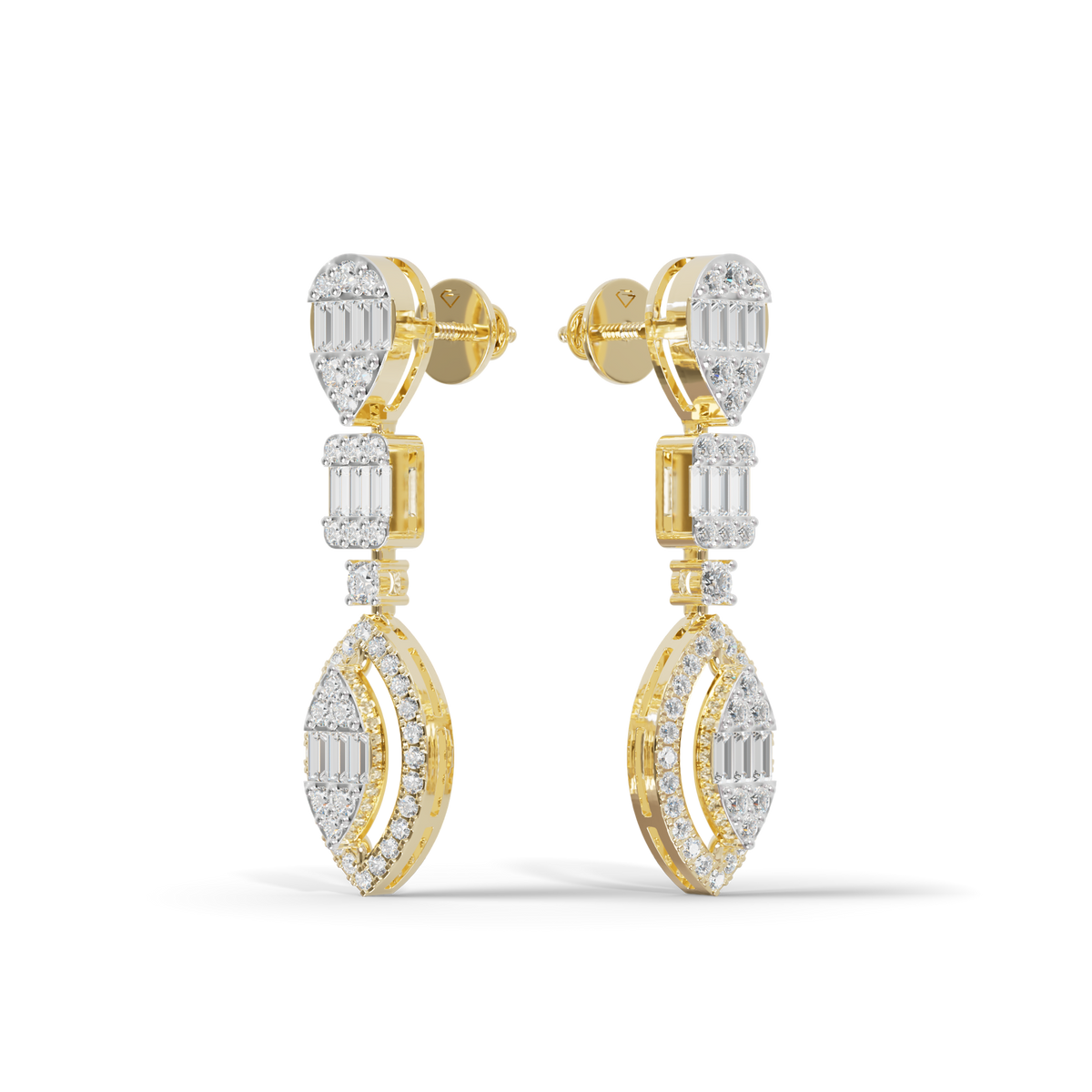 Guru Jewel's Diamond Studded Alluring Silver Earrings For Her