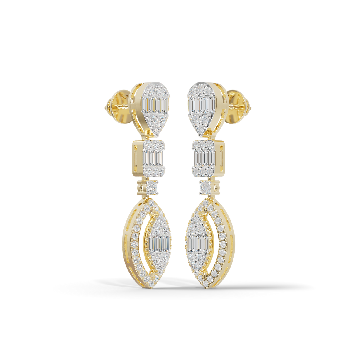 Guru Jewel's Diamond Studded Alluring Silver Earrings For Her