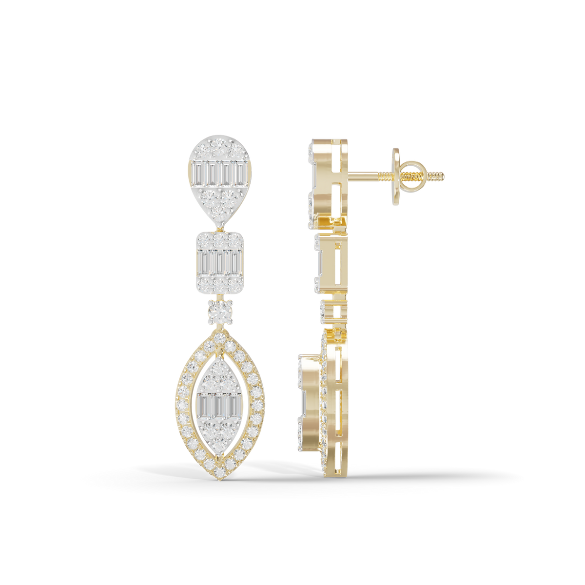 Guru Jewel's Diamond Studded Alluring Silver Earrings For Her