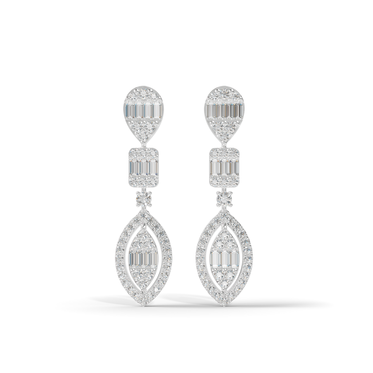 Guru Jewel's Diamond Studded Alluring Silver Earrings For Her