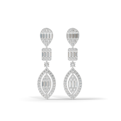 Guru Jewel's Diamond Studded Alluring Silver Earrings For Her
