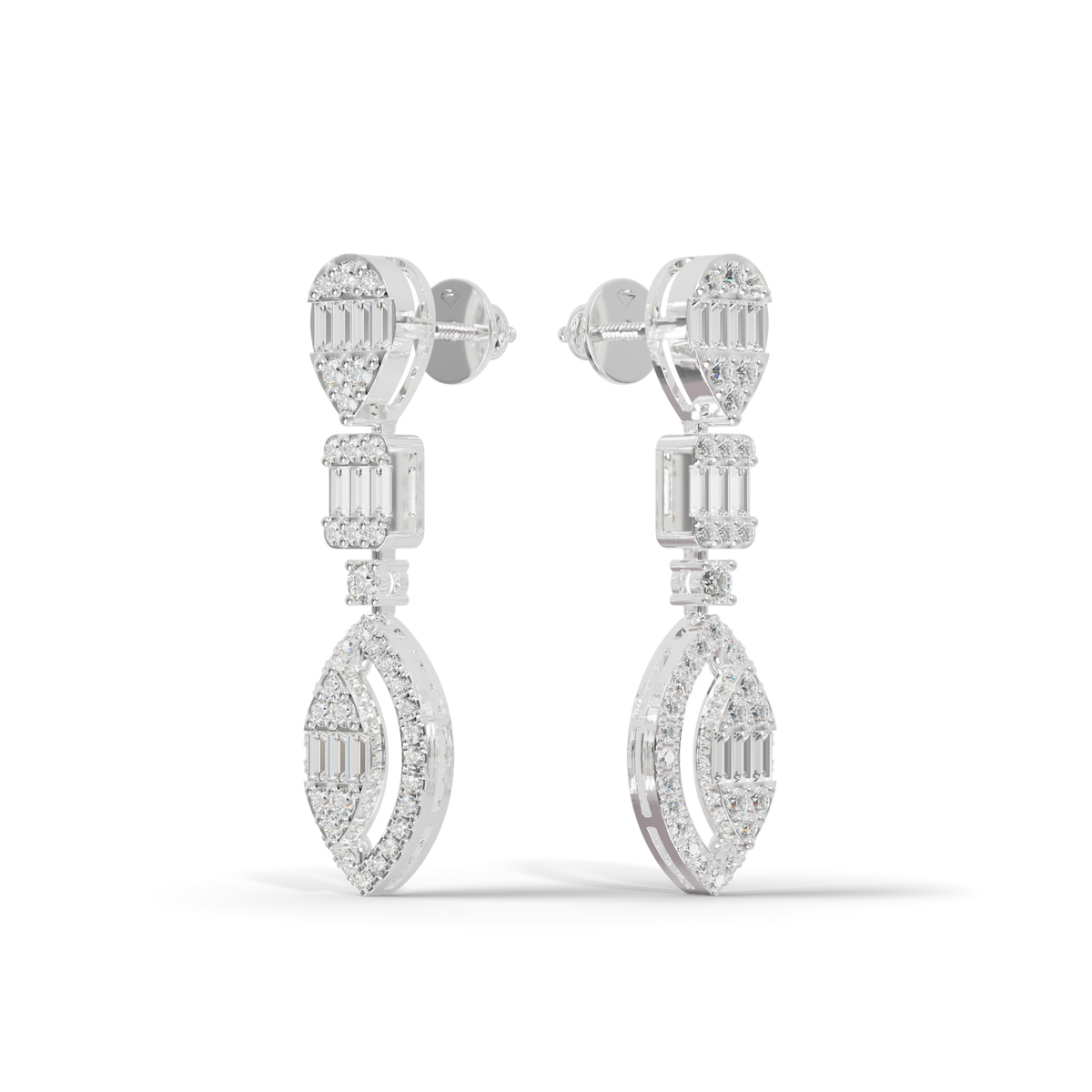 Guru Jewel's Diamond Studded Alluring Silver Earrings For Her