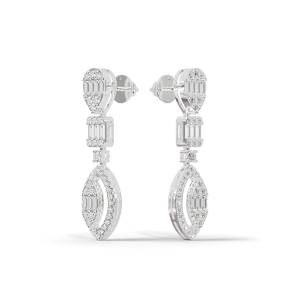 Guru Jewel's Diamond Studded Alluring Silver Earrings For Her