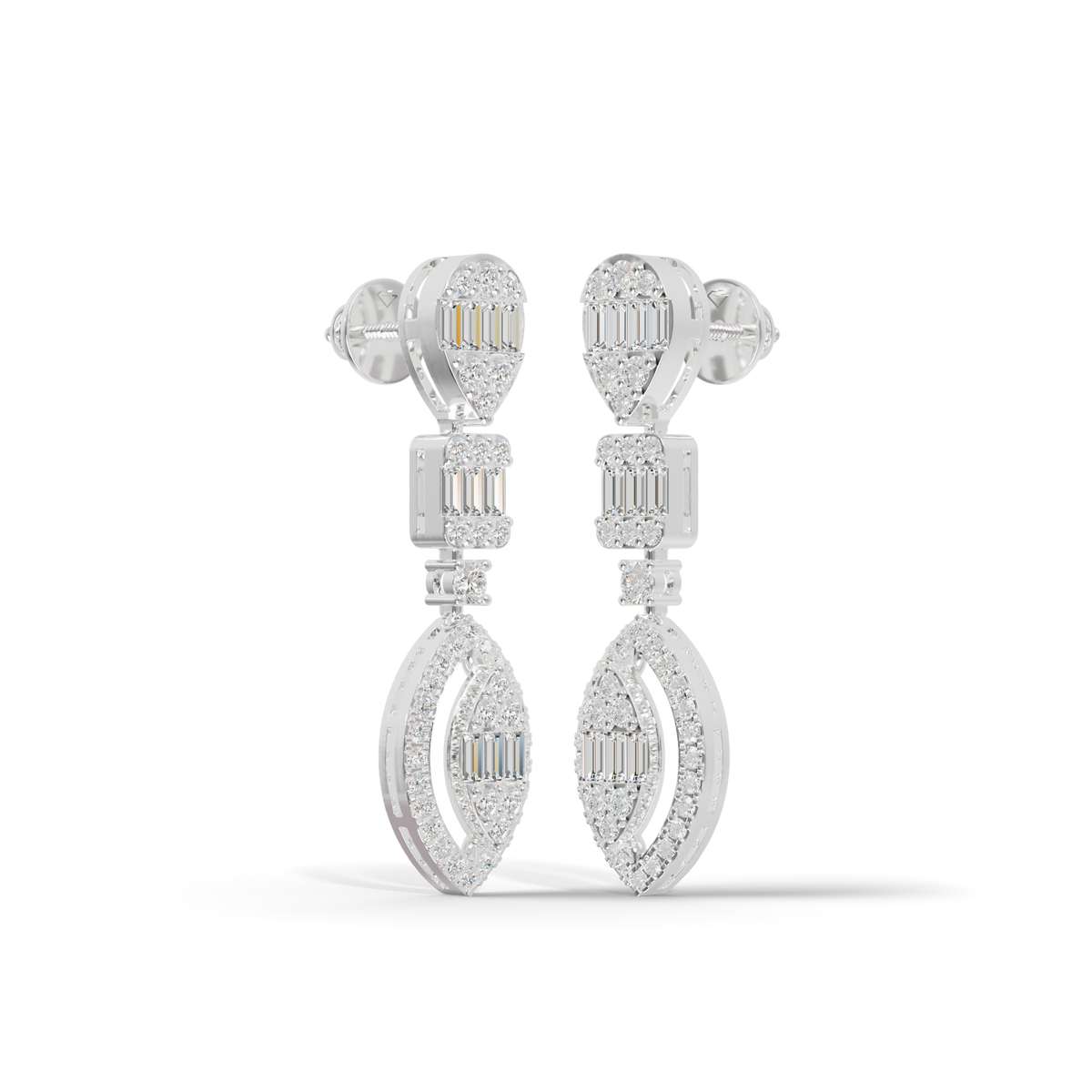 Guru Jewel's Diamond Studded Alluring Silver Earrings For Her