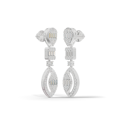 Guru Jewel's Diamond Studded Alluring Silver Earrings For Her
