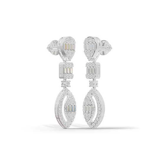 Guru Jewel's Diamond Studded Alluring Silver Earrings For Her
