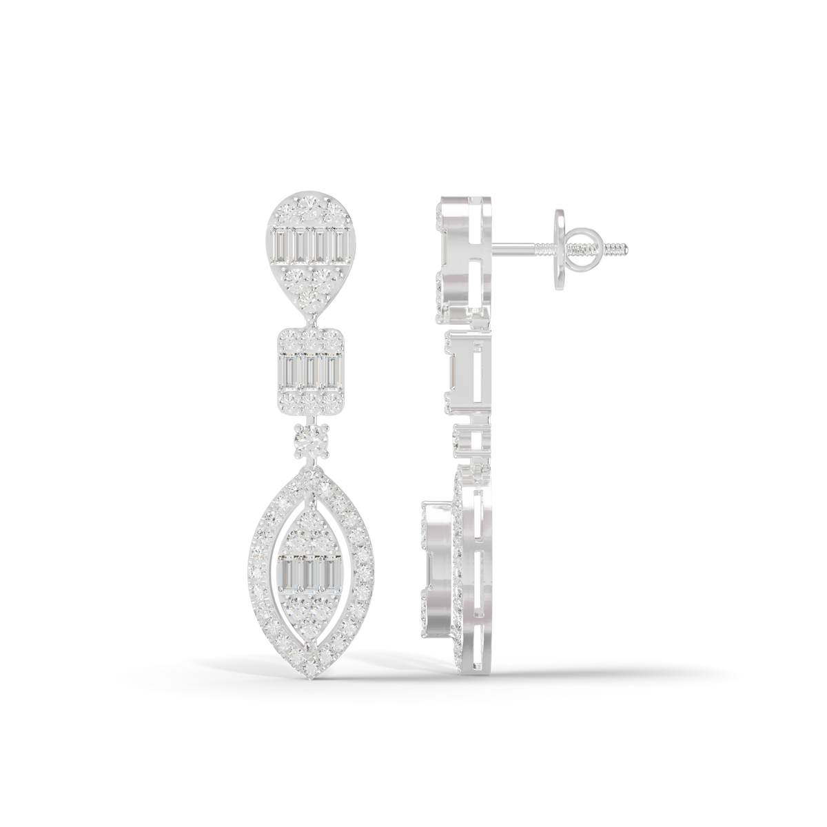 Guru Jewel's Diamond Studded Alluring Silver Earrings For Her