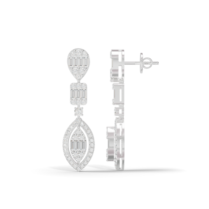 Guru Jewel's Diamond Studded Alluring Silver Earrings For Her