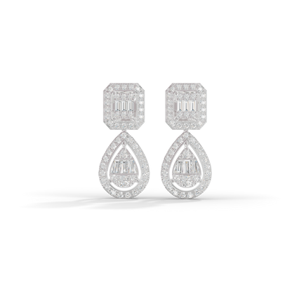 Guru Jewel's Diamond Studded Devastating Silver Earrings For Her