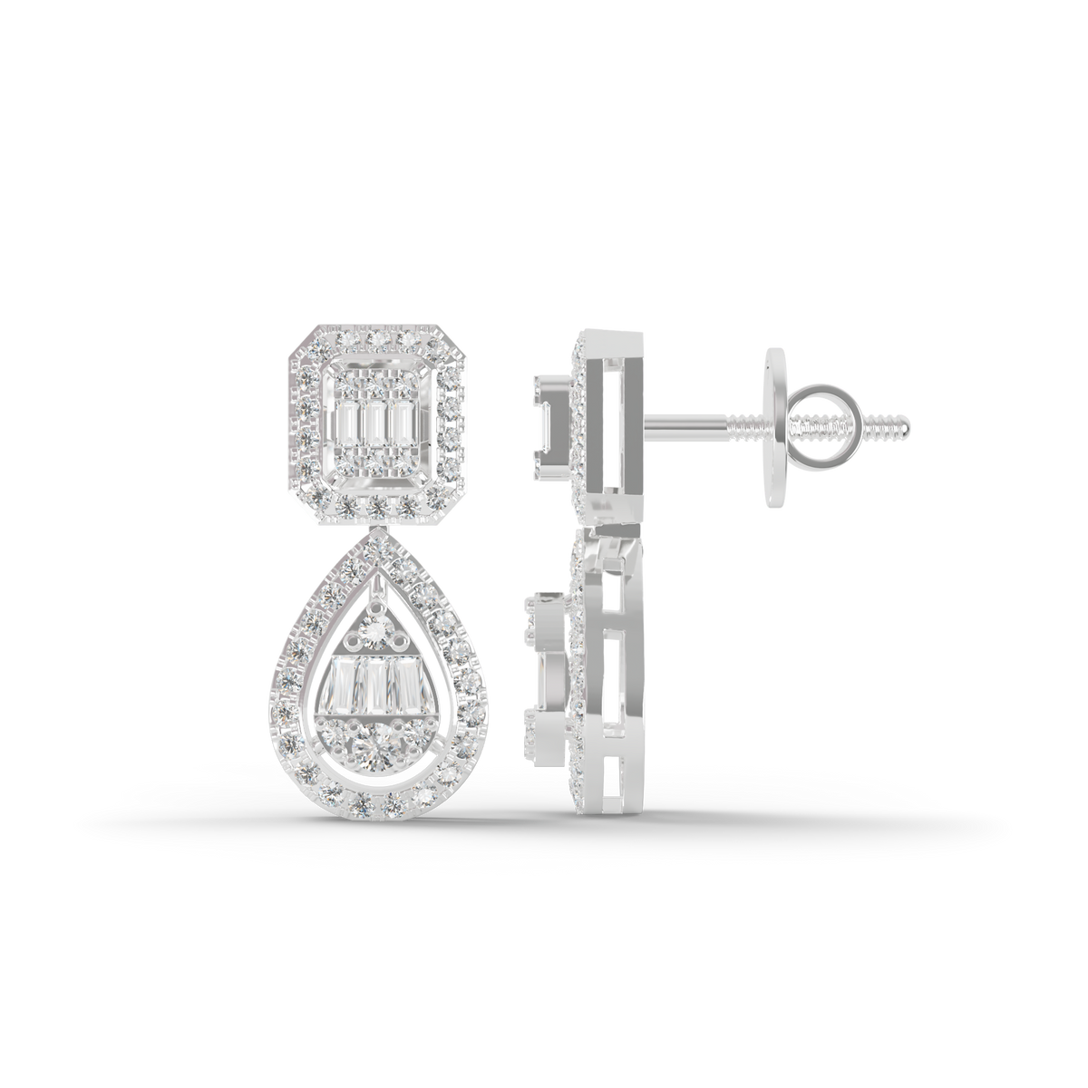 Guru Jewel's Diamond Studded Devastating Silver Earrings For Her