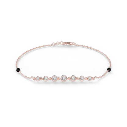 Guru Jewel's Round Diamond Studded Exclusive Silver Bracelet For Her