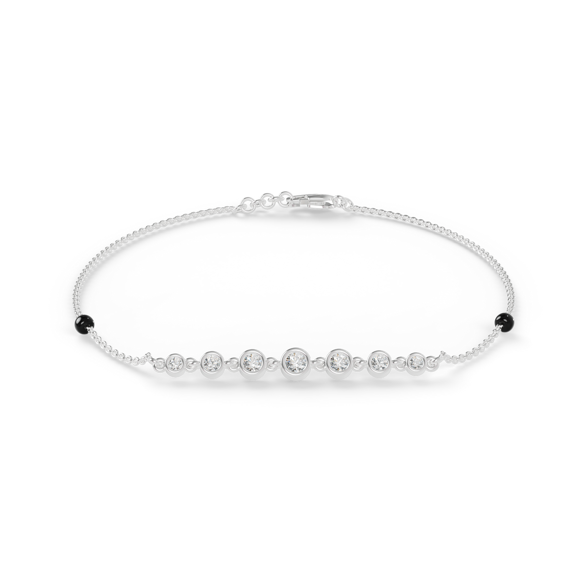 Guru Jewel's Round Diamond Studded Exclusive Silver Bracelet For Her