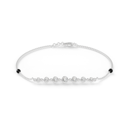 Guru Jewel's Round Diamond Studded Exclusive Silver Bracelet For Her