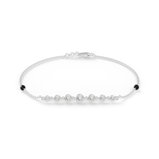 Guru Jewel's Round Diamond Studded Exclusive Silver Bracelet For Her