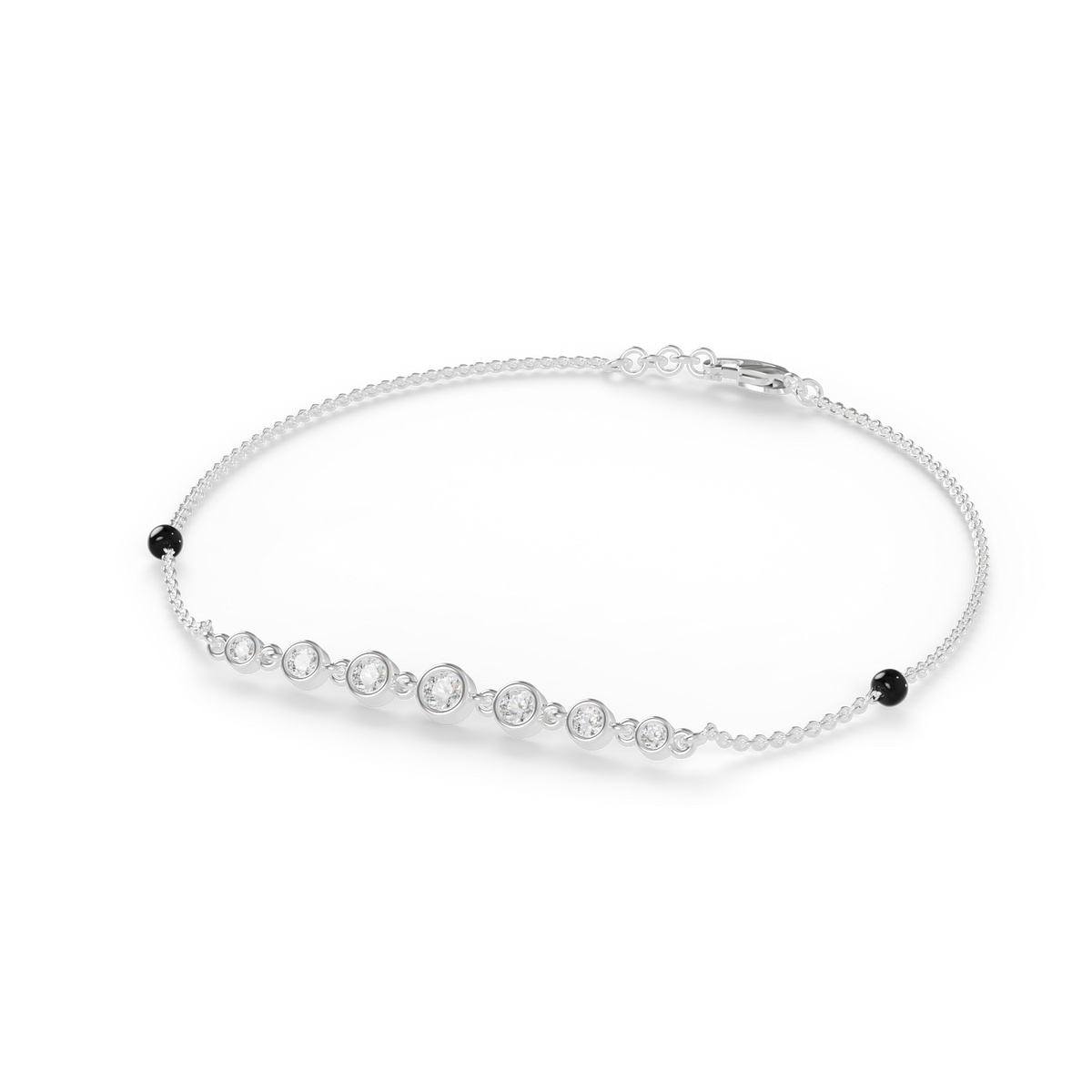 Guru Jewel's Round Diamond Studded Exclusive Silver Bracelet For Her