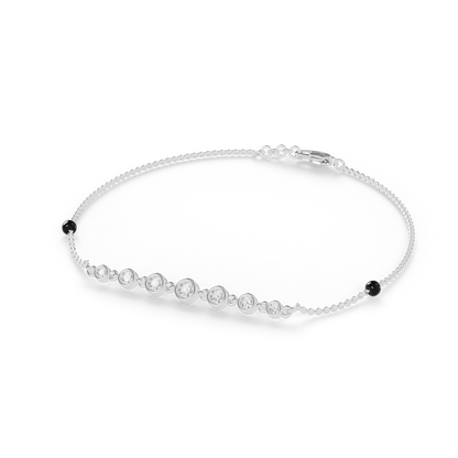 Guru Jewel's Round Diamond Studded Exclusive Silver Bracelet For Her