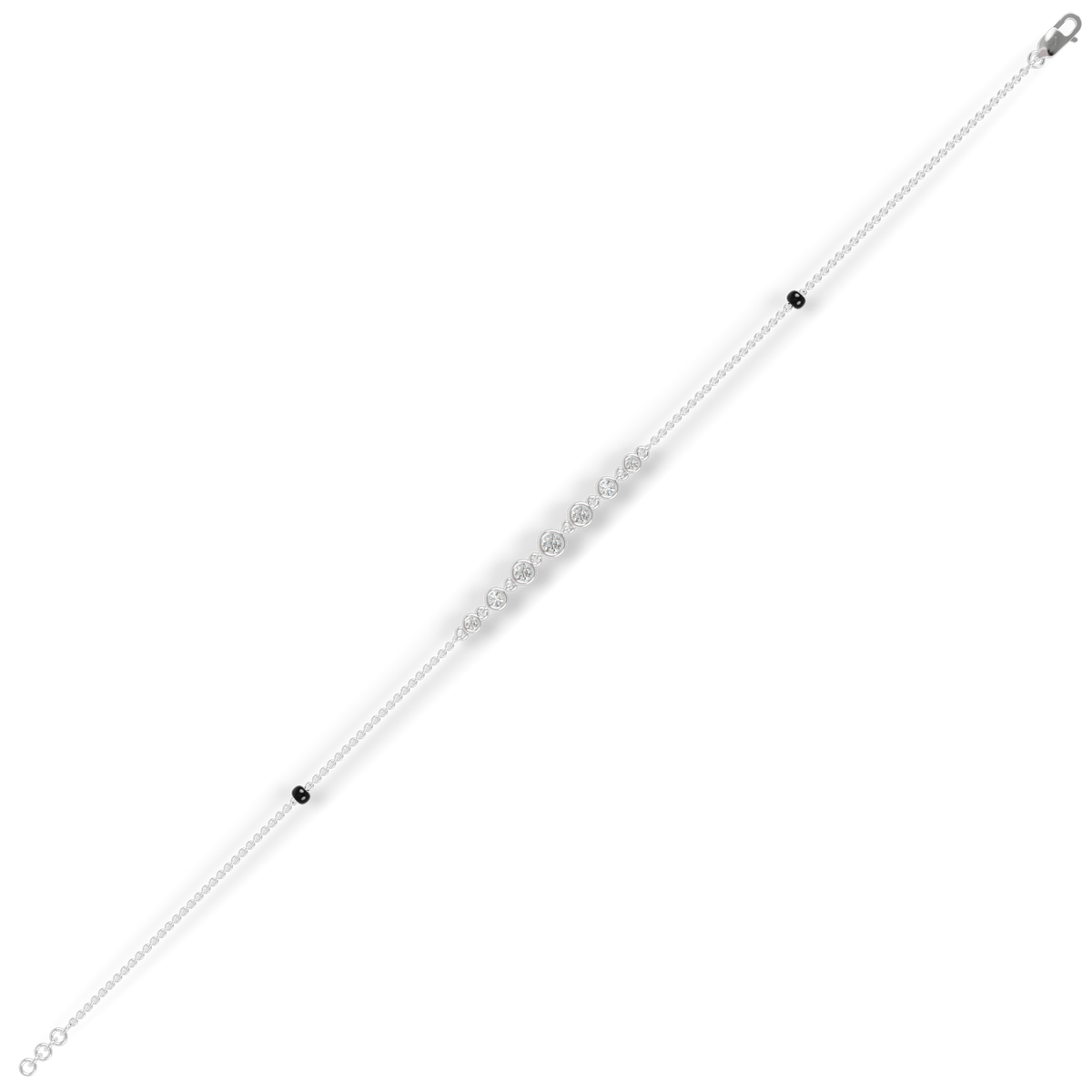 Guru Jewel's Round Diamond Studded Exclusive Silver Bracelet For Her